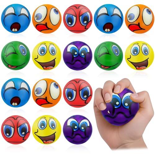 16 Pezzi Palline Antistress Emoji,Pallina Antistress,Pallina Antistress Squishy,Pallina Antistress Mano Terapia Morbida,Palline Emoji,Giocattoli da Spremere per Bambini/Adulti per Alleviare lo Stress