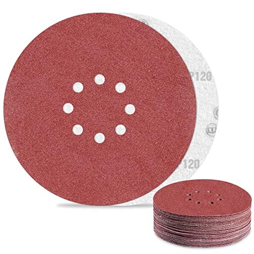 Dischi Abrasivi 225mm 8 Fori Carta Vetrata Grana 120 per Levigatrice da Muro (30Pezzi)