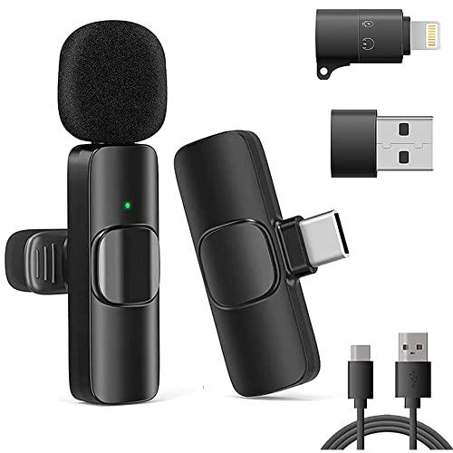 VOVIGGOL Microfono Lavalier Wireless per iPhone iPad Androide e PC, 2,4 GHz No Bluetooth Microfono Smartphone Microfono Telefono Mini Mic Senza Fili per Registrazione video TikTok YouTube Facebook