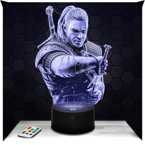 Lampephoto.fr - Lampada 3D Wit cher Geralt Decorazione Camera Ragazzo Gaming Gamer Videogiochi, Idea Regalo Teen, Luce Soffusa Notturna, Deco, Luce Notturna Tattile, Idee Regalo Natale Uomo Donna TOP
