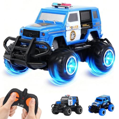 Pup Go Macchina Polizia Telecomandata Bambini 3-8 Anni, Mini Auto RC Giocattolo, Truck Fuoristrada Radiocomandata Elettrica, Regalo Natale Compleanno Bambino, Giochi 3 4 5 Anni Blu