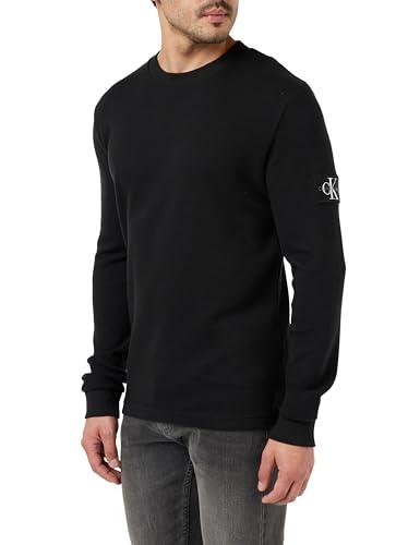 Calvin Klein Jeans Maglietta Maniche Lunghe Uomo Badge Waffle LS Tee Basic, Nero (Ck Black), XXL