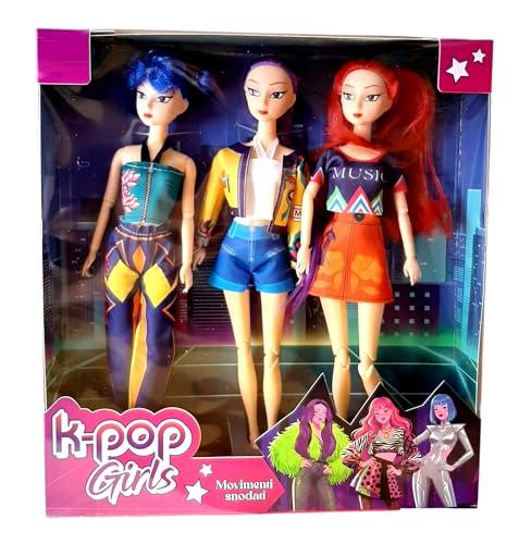 Set 3 Bambole K pop Idols Stars Rumi Mira Zoey H 30 cm | Personaggi Anime Collezione Completa Fashion Dolls per bambine