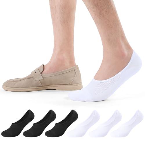 CLOSEMATE Calzini Fantasmini Uomo Donna in Cotone Sneaker Calze Estivi Invisibili Taglio Basso Corti con Antiscivolo Silicone Neri Bianchi 6 Paia