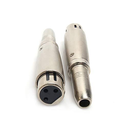 SiYear - Adattatore convertitore da XLR femmina a 3 poli a jack stereo femmina da 6,35 mm, per microfono, adattatore da XLR a 6,35 mm (confezione da 2)