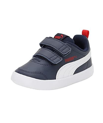 PUMA Courtflex V2 V Inf, Sneaker Unisex-Bimbi 0-24, Peacoat High Risk Red, 24 EU