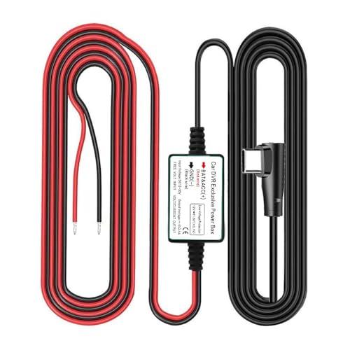 Gebildet Kit Cavo Fisso per Dash Cam, Porta USB Tipo C, DC 12V - 24V a 5V/2.5A Max Kit Cavo Caricabatteria per Auto con Fusibile, Protezione a Bassa Tensione per Fotocamere Dash Cam