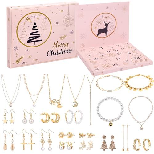 LEMESO Calendario Avvento Donna 2025 Calendario Avvento Ragazza 13 14 15 16 Anni Gioielli Braccialetti Bracciali Orecchini Regali di Natale