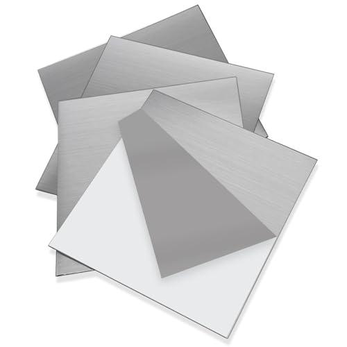 KANABI 4PCS 304 lamiera di acciaio inossidabile 15cm x 15cm x 0.5mm, spessore 0.5mm, 304 quadrato piastra in acciaio inossidabile per DIY Crafts Riparazione Modello Incisione Punzonatura Taglio