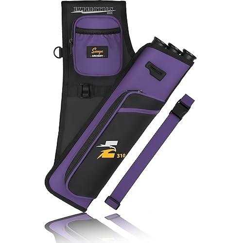 Sunya faretra per frecce arco. Include 3 tubi portafrecce, tasche per accessori e cintura. Adatto per archi compound e recurve.