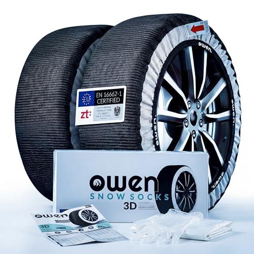 OWEN Calze da Neve | Set da 2 | Dispositivo Neve Certificato | EN 16662-1 | Facile Montaggio | Protezione Cerchioni | Massima Aderenza | Adatto per ABS & ESP