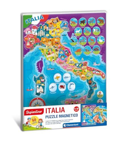 Clementoni Sapientino - Italia, Puzzle Magnetico, 4 Giochi in 1, 50+ Tessere Magnetiche, per Bambini 6-10 Anni, Scopri l'Italia con le Tessere Magnetiche, Idea Regalo, Made in Italy, 30x40 cm, 16690