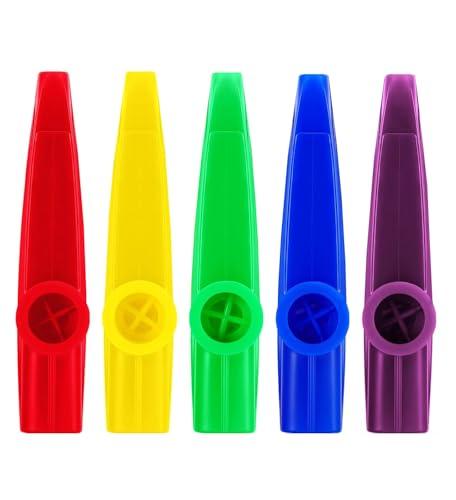 ffalstaff Kit 5 Kazoo Colorati in Plastica Resistente - Ideale per Bambini e Adulti (5 colorazioni differenti - Blu, Viola, Giallo, Rosso, Verde) (5 Pezzi)