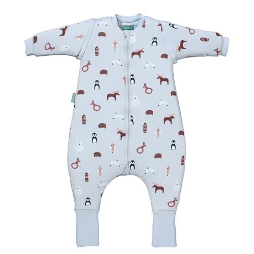 molis&co - Sacco Nanna con piedini, maniche staccabili e calzini - Sacco nanna invernale per Bambini - Sacchi Nanna 2.5 tog con piedini - 100% Cotone (Oeko-TEX 100) - Winter Animals (1 anno)
