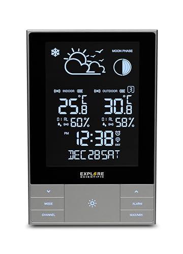 Explore Scientific Stazione Meteo, WSH5001, con Sensore Esterno, Temperatura e Umidità (Interna/Esterna), Previsioni Meteo, Avviso di Gelo, Ora, Data e Sveglia