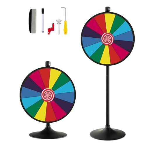 SOARS Ruota della Fortuna 24'', 14 Shot, da Tavolo e Terra con Altezza Regolabile, con Pennarello e Cancellino Riutilizzabile, Base Stabile, per Feste, Carnevale e Ferie (Ø60 cm, 80-148cm)