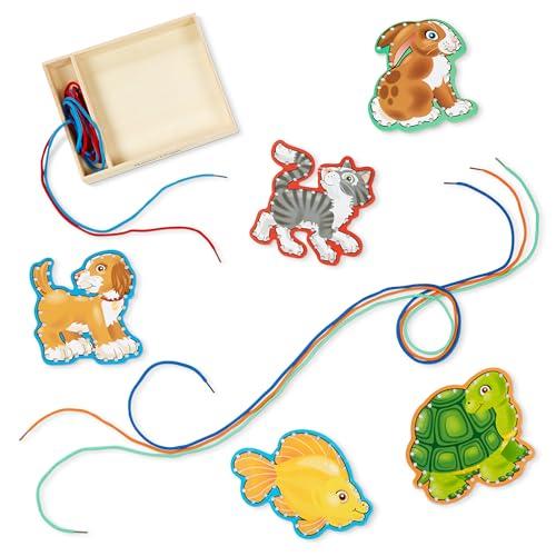 Melissa & Doug- Lace And Trace Pets Pannelli in Legno, Multicolore, 3782