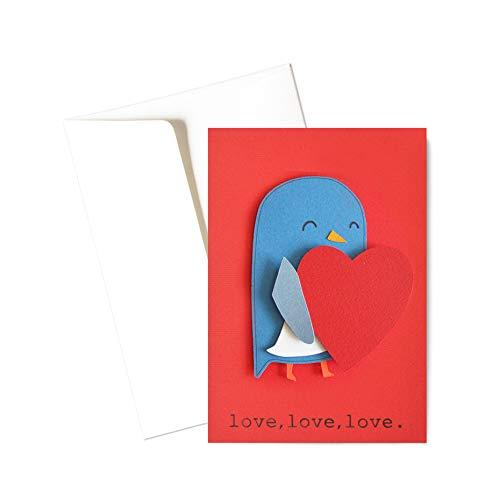 Tenero pulcino - amore - festa degli innamorati - biglietto d'auguri (formato 15 x 10,5 cm) - vuoto all'interno, ideale per il tuo messaggio personale - realizzato interamente a mano.