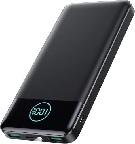 AXNEB Power Bank 13800mAh,Ultra Sottile & Leggero Caricatore Portatile con Display LCD,3A PD USB C Ingressi&Uscite Powerbank con Torcia LED Batteria Esterna per iPhone Samsung Huawei Xiaomi-Nero