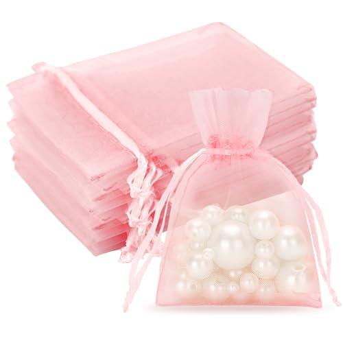 G2PLUS 50 Sacchetti Organza Rosa 7x9CM:Sacchetti Regalo in Organza con Coulisse,Per Uso Regalo,Occasione Matrimonio,San Valentino