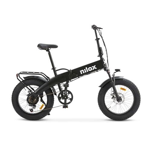 Nilox, Ebike X10, Bici Elettrica Pieghevole, Fino a 70 km di Autonomia, Fino a 25 Km/h, Motore da 36 V/250 W e Batteria 36V-13 Ah, Gomme FAT 20