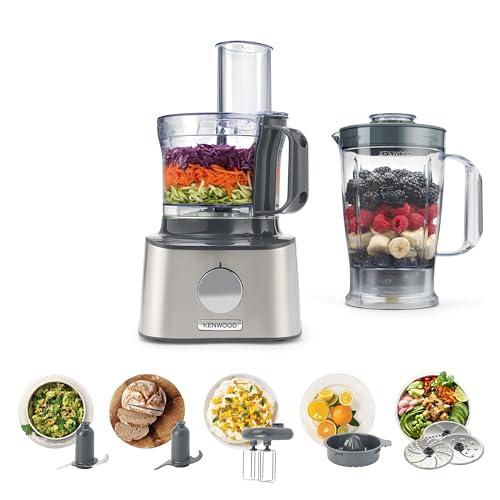 Kenwood Multipro Compact FDM301SS Robot da cucina con 2 velocità di Lavorazione+Pulse, Ciotola da 2,1L, Frullatore da 1.2 L, 3 Dischi in acciaio, sbattitore doppia frusta, Spremiagrumi