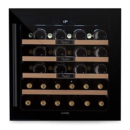 Klarstein Cantinetta Vino Refrigerata a Zona Singola per Interno/Esterni, Frigo Bar, Cantina Vino con Vetrina, Mini Frigo con Protezione UV, Frigorifero Piccolo Touch Control 5-20°C, 92L 36 Bottiglie