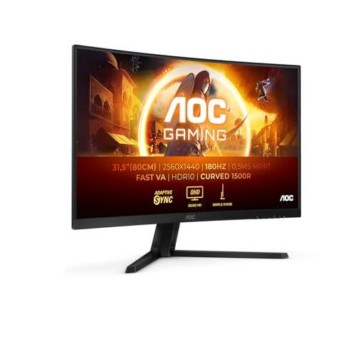 AOC Gaming CQ32G4VE Monitor curvo QHD da 32 pollici, 180 Hertz, 0,5 ms, HDR10, FreeSync Premium 2560x1440, HDMI, DisplayPort nero/grigio, 32 pollice FHD Curvo, 180 Hz, Supporto fisso