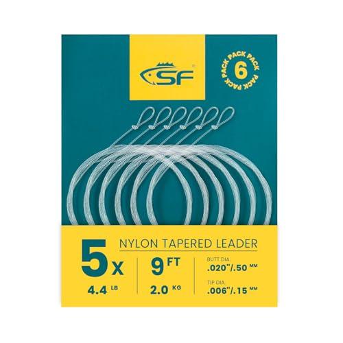 SF 6 leader conici pre-legati ad anello per pesca a mosca, pesca alla trota, in nylon, 2,4 m, 5X