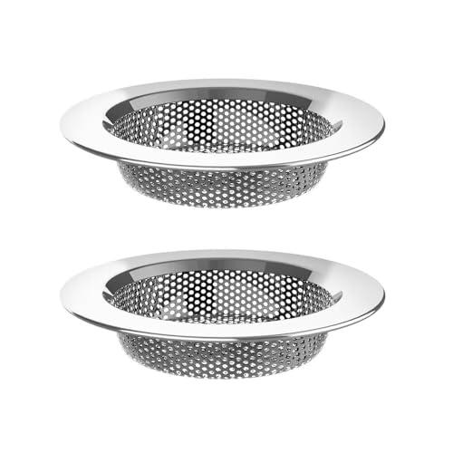 Filtro per lavello da cucina in acciaio inox, diametro esterno 7,6 cm, design lavabile in lavastoviglie, include due filtri di scarico