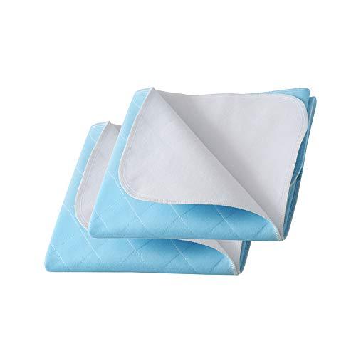 Beedsooth Set di 2 Traversa Impermeabile, Ad alta assorbenza, Traverse lavabili Adatti per Bebè Bambini Adulti Animale Domestico - Blu, 70x90cm