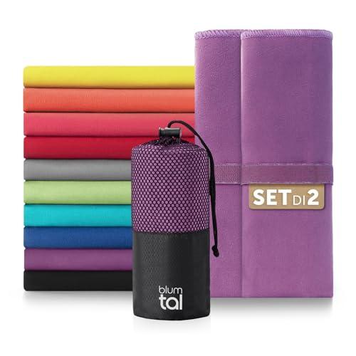 Blumtal Asciugamano in microfibra 2 x 80 x 40 cm extra assorbente – Asciugamani in microfibra ad asciugatura rapida – asciugamano da palestra ottimale – asciugamano da viaggio compatto – viola