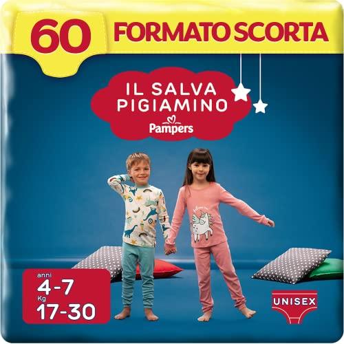 Pampers Il Salvapigiamino 4-7 anni, Formato Scorta, 60 Pannolini, Taglia S/M (17-30 Kg)