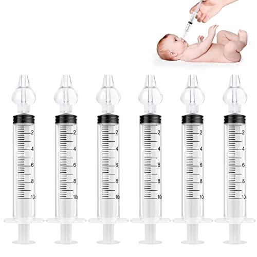 Vicloon Irrigatore Nasale, 6 Pezzi 10 ml Dispositivo di Risciacquo per Lavaggio Cavo Nasale con 6 Punta di Aspirazione in Silicone,Siringa per Lavaggi Nasali Bambini, Sicuro per il Naso