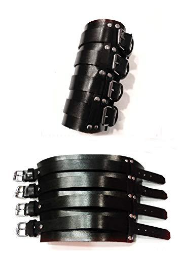 Bracciale cuoio moda Zakk a bande Wylde style Triple Belted Leather Gauntlet bracer bracelet