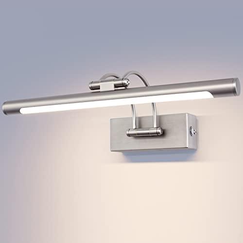 TYhogar LED Specchio Bagno 40cm 10W 3 Temperatura di Colore Dimmerabile + Luce di Immagine LED Dimmerabile Senza Passo con Testa di Lampada Girevole Arco Braccio Specchio Illuminazione Lampada