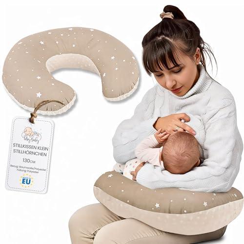 Totsy Baby Cuscino allattamento e gravidanza Basic 130 cm - cuscini neonato per allattare e dormire accessori per mamma y bebe lavabile e multifunzione Oeko-Tex Beige con Stelle Bianche