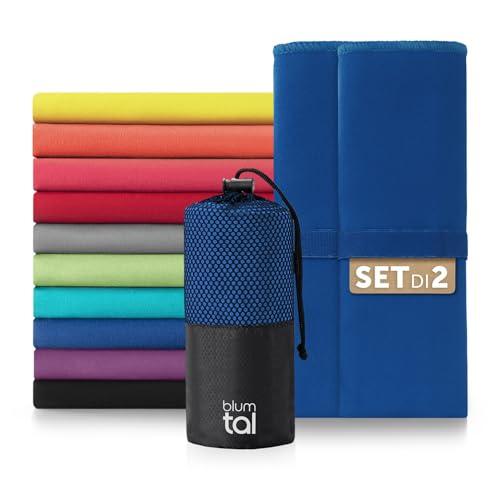 Blumtal Asciugamano Microfibra 80x40 cm - Set da 2 - Asciugamano Palestra Uomo - Asciugatura Rapida - Blu