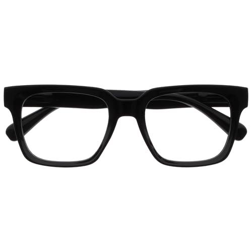 OPULIZERA Occhiali luce blu donna e uomo - Antiriflesso e Antibagliore - Occhiali per computer - Protezione UV - Oversize e Rettangolare - Nero - +0,00