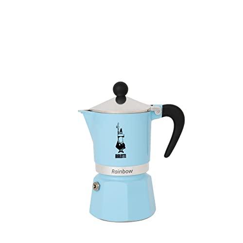 Bialetti Rainbow Caffettiera Colorata, Alluminio, Azzurro, 1 Tazza