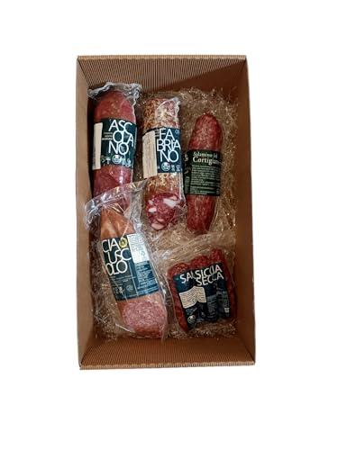 Pacco Regalo salumi delle Marche, ciauscolo, salame fabriano, salame ascolano, salamino del cortigiano, salsicce secche, Corte Marchigiana, idea regalo