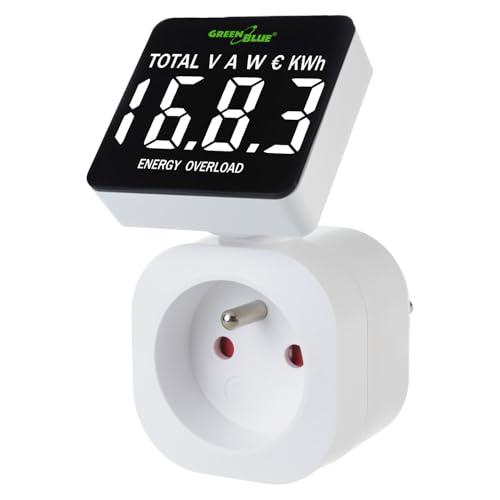 Green Blue Contatore di elettricità, Misuratore di costi energetici, Wattmetro digitale, Misuratore di energia | 16A Max: 3680 W, visualizza kWh consumati e costi (GB620 E)