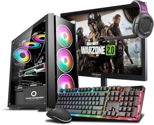 PC Gaming Computer Fisso Desktop Completo Compatibile con GeForce 4GB GDDR5 - Tastiera - Mouse - Cuffie - Windows 11 PRO - WiFi USB - HDMI (Ram: 32 GB - Ssd: 1 TB, Monitor 27