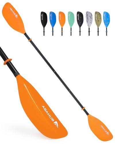 Abahub Pagaia Kayak 210 cm a 230 cm Regolabile Alluminio Doppia Remi Kayak Paddle Pagaie da Kayak per Kayak Barca a Remi Canoa Gambo in Lega di Alluminio Lame in Plastica Arancione