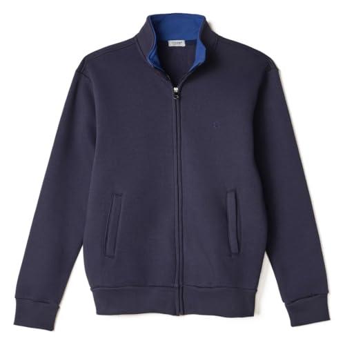 Coveri Felpa Uomo Aperta Senza Cappuccio Zip Intera Invernale Felpata con Tasche Pesante (XL - Blu)