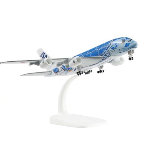QIYUMOKE 1/300 ANA A380 Modello di aeroplano in metallo pressofuso modello di aereo A380 (7 pollici) con espositore, può essere utilizzato come regalo o collezione aereo - JA383A