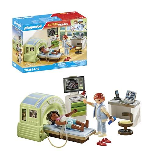 PLAYMOBIL Action Heroes 71618 Risonanza magnetica con il paziente, realizzato con oltre l'80% di materiali riciclati e biobased, giocattolo per bambini dai 4 anni in su