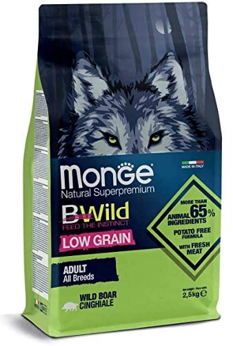 Monge BWILD ADULT WILD, cibo per cani per tutte le razze (cibo secco per cani con carne di cinghiale, con pochi cereali, molto ricco di fibre e vitamine, contenuto: 12 kg)