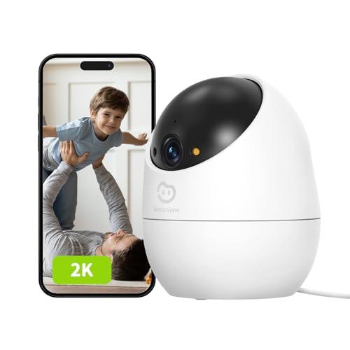Beans View 2K (3MP) Telecamera di Sicurezza per Interni, 360° Sorveglianza, 2.4GHz Wi-Fi, Visione Notturna a Colori, Bambino/Animale Domestico/Gatto/Cane, Rilevamento umano, Compatibile con Alexa D210