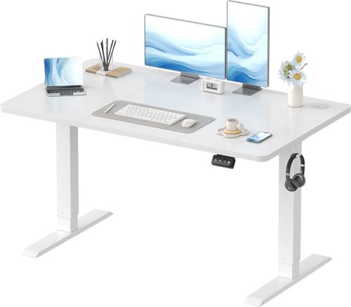 Devoko 120x60 cm Scrivania Regolabile in Altezza,Elettrica per Lavoro in Piedi, Ufficio e Casa, Standing Desk Scrivania Studio in Casa con Piano Assemblato, Bianco